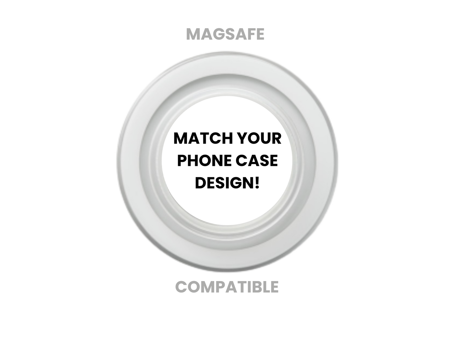 Clear base MagSafe Geek Grip, phone grip, that matches our custom phone case designs.