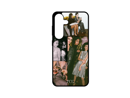Example of 4 Photo Collage Custom Phone Case for Samsung Galaxy S24 &  S24 Plus featuring friends enjoying a party with photo placeholders.