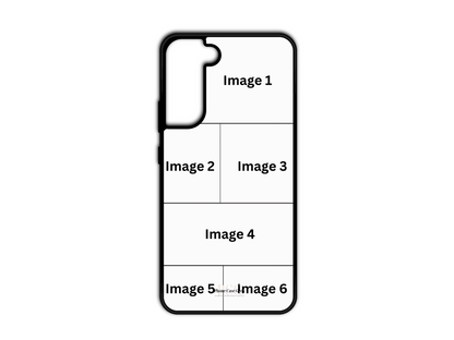 6 Photo Collage Custom Phone Case Template for Samsung Galaxy S21 & S21 Plus, with customizable photo placeholders.