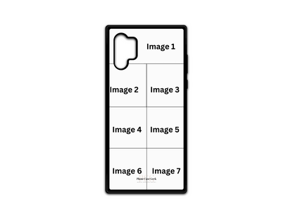 7 Photo Collage Custom Phone Case Template for Samsung Galaxy Note 10. Customize your phone with a collage of seven photos, perfect for showcasing your favorite memories in a unique way. A personalized and sentimental design for your device.
