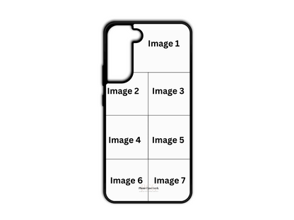 7 Photo Collage Custom Phone Case Template for Samsung Galaxy S21 & S21 Plus, with customizable photo placeholders.