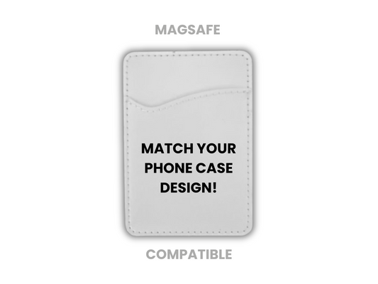 Leather MagSafe Geek Wallet, magnetic phone card holder, that matches our custom phone case designs.