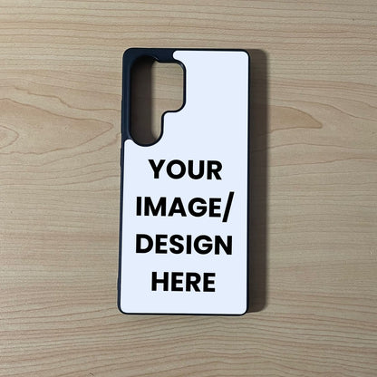 Custom phone case for the Samsung S25 Ultra showing image placement on a wooden surface.